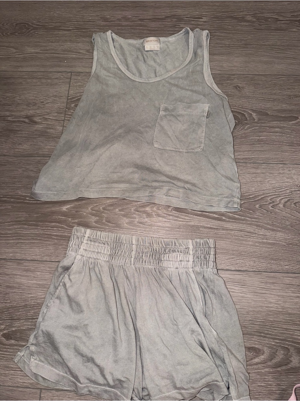Brixton Light Gray Tank & Elastic Waist Shorts Set
